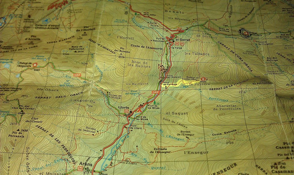 Mapa acceso refugio de Coma Obaga